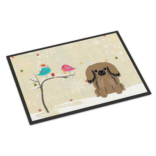 Carolines Treasures Christmas Presents Between Friends Pekingnese Tan Indoor or Outdoor Mat, 24 x 0.25 x 36 in. BB2574JMAT - main